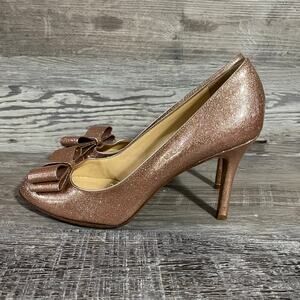 Kate Spade Womens Krysta Bow Pump Pink Glitter Patent Leather Heels 9